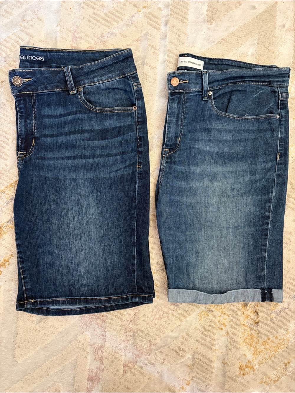 2 Denim Jeans Shorts Mauricea and Levi Size 16